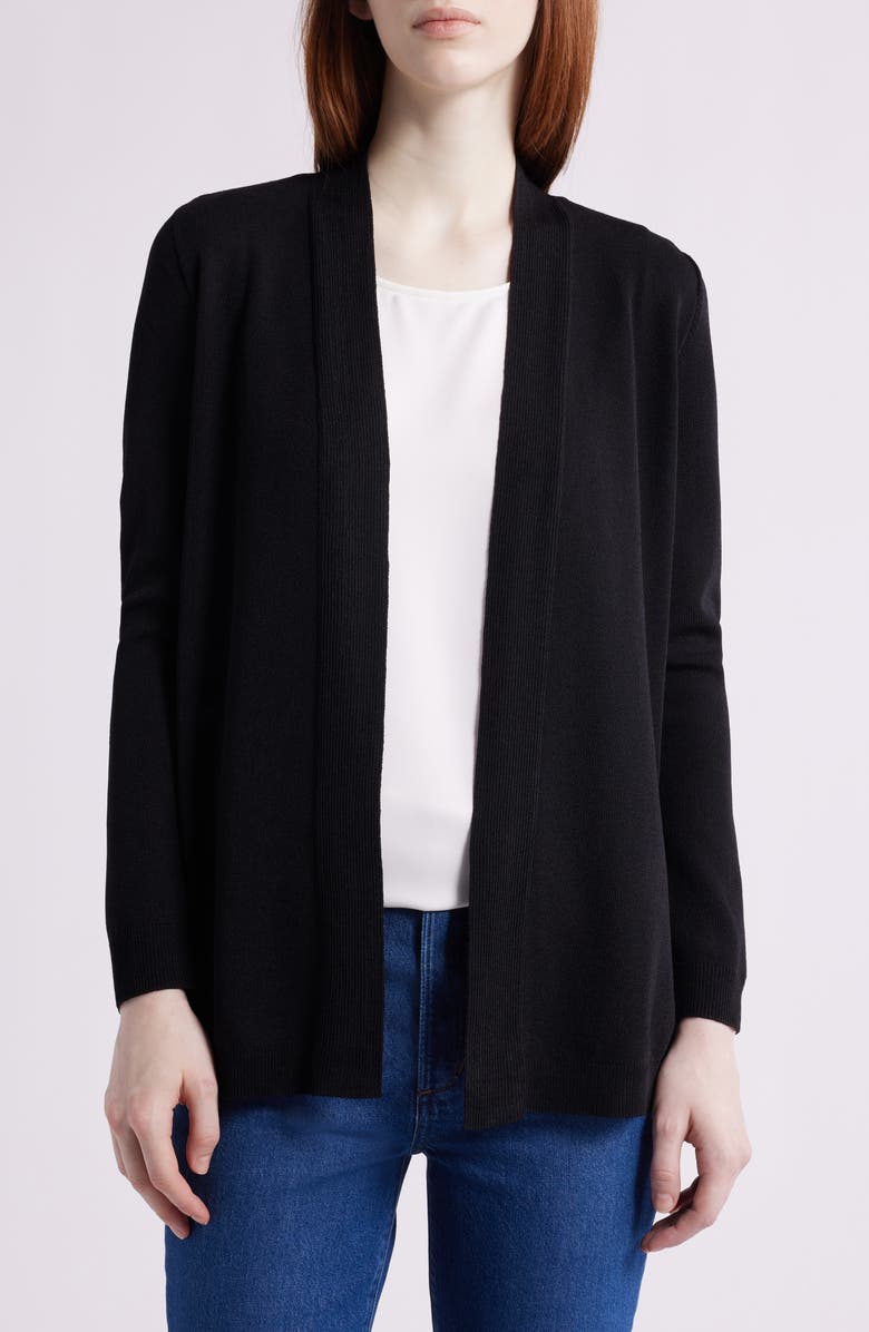 Jones New York Open Front Cardigan, Main, color, Jones Black