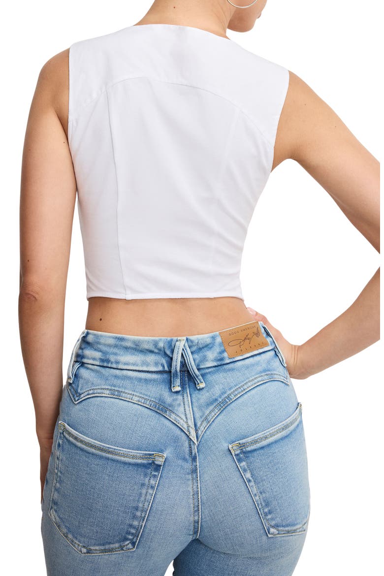 Dolly Cotton Poplin Bustier, Alternate, color, WHITE001