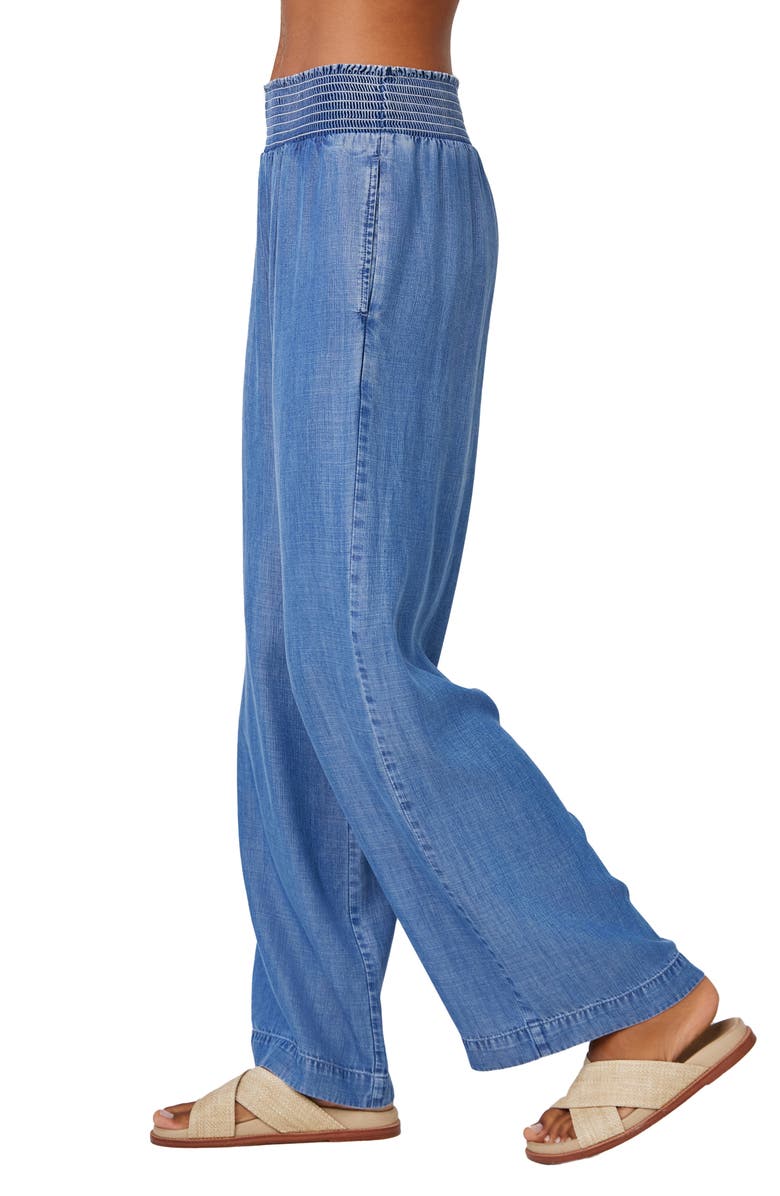 Bella Dahl Smocked Wide Leg Chambray Pants, Alternate, color, Moonlit Haze Wash