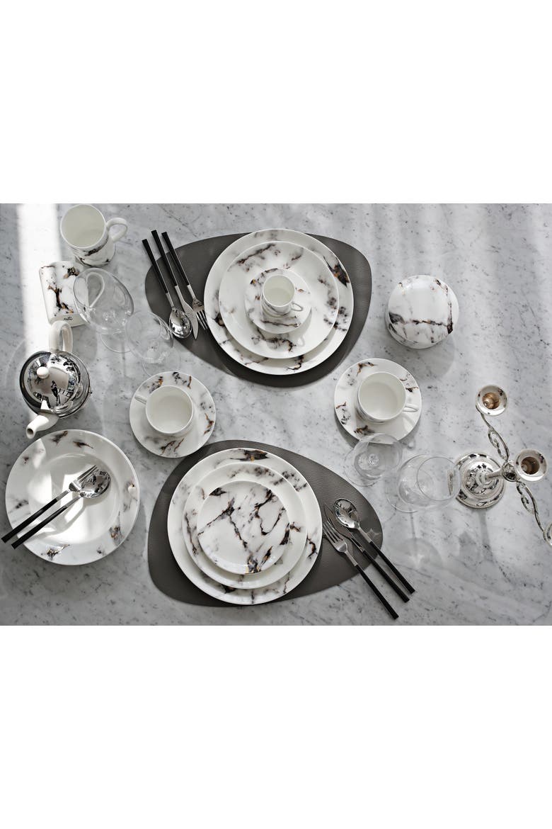Marble Venice Fog Coaster in Holder, Set of 4, Alternate, color, White