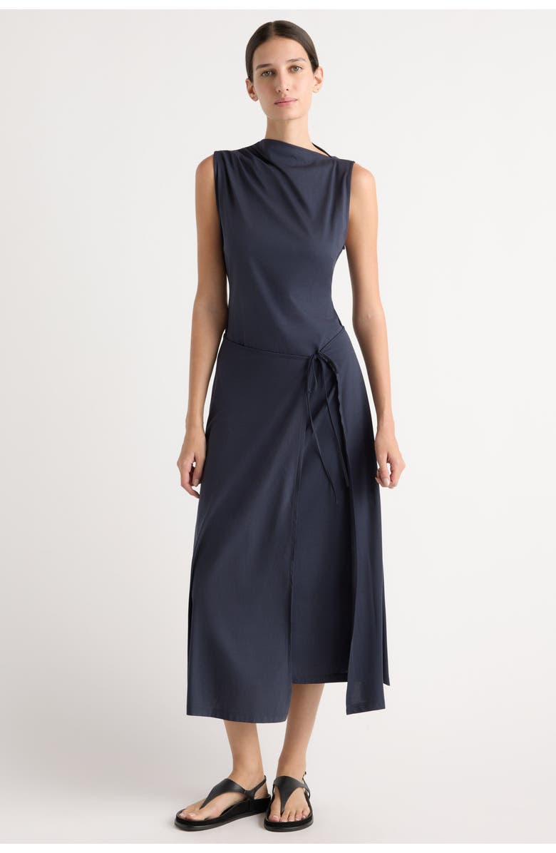 Modern Citizen Amelia Asymmetric-Neck Wrap Dress, Alternate, color, Navy