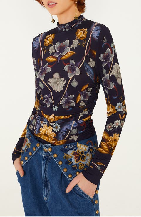 Golden Nature Mock Neck Top