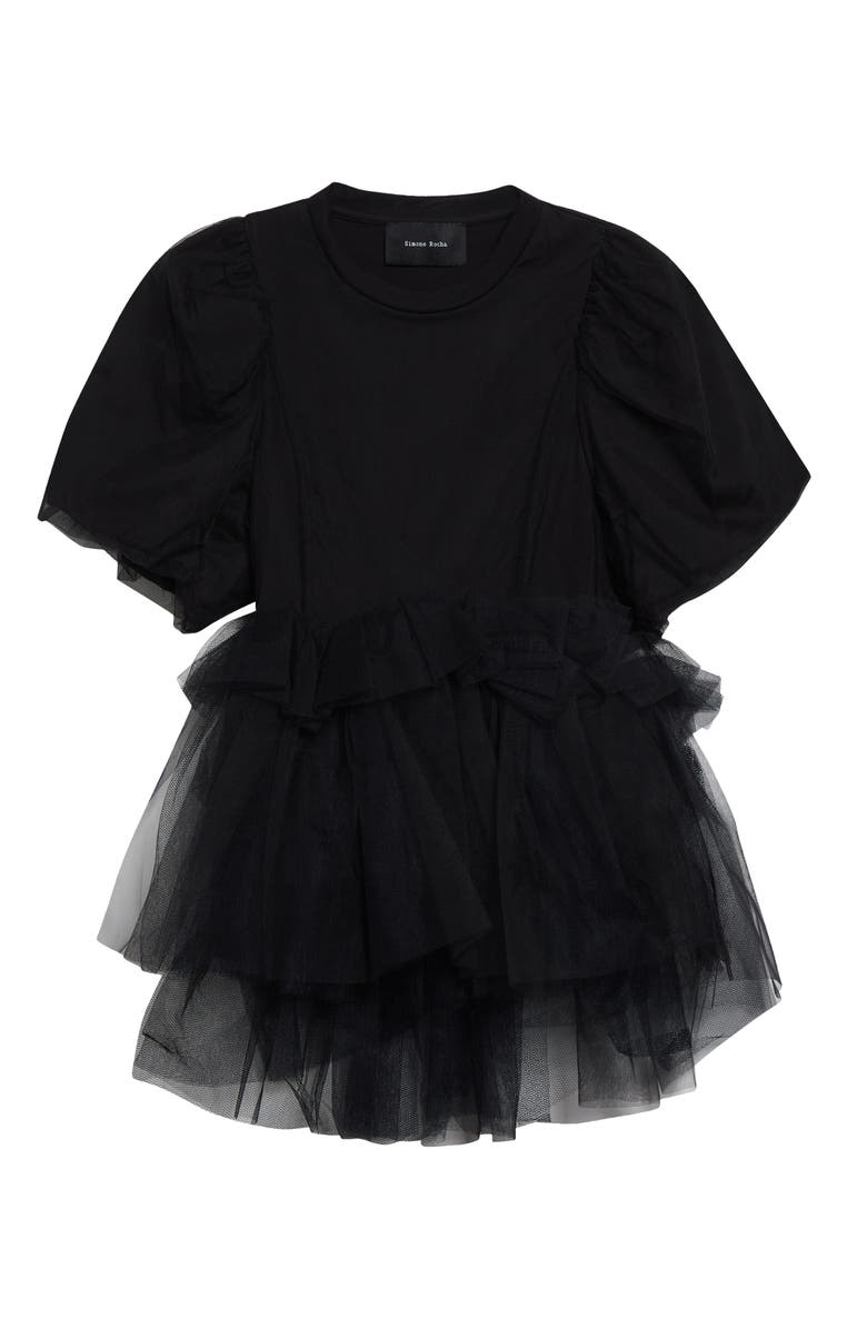 Simone Rocha Puff Sleeve Tutu Top, Alternate, color, Black