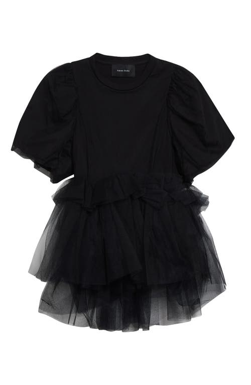 Simone Rocha Puff Sleeve Tutu Top In Black