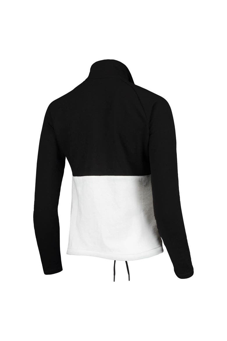 Women's Antigua Black/White Portland Timbers Harbor Raglan Half-Zip Jacket, Alternate, color, Black