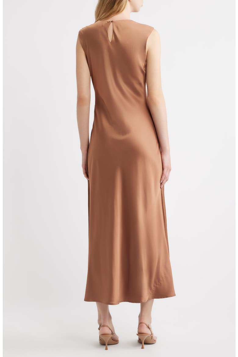 Mira Shoulder Pad Sleeveless Midi Dress, Alternate, color, CINNAMON