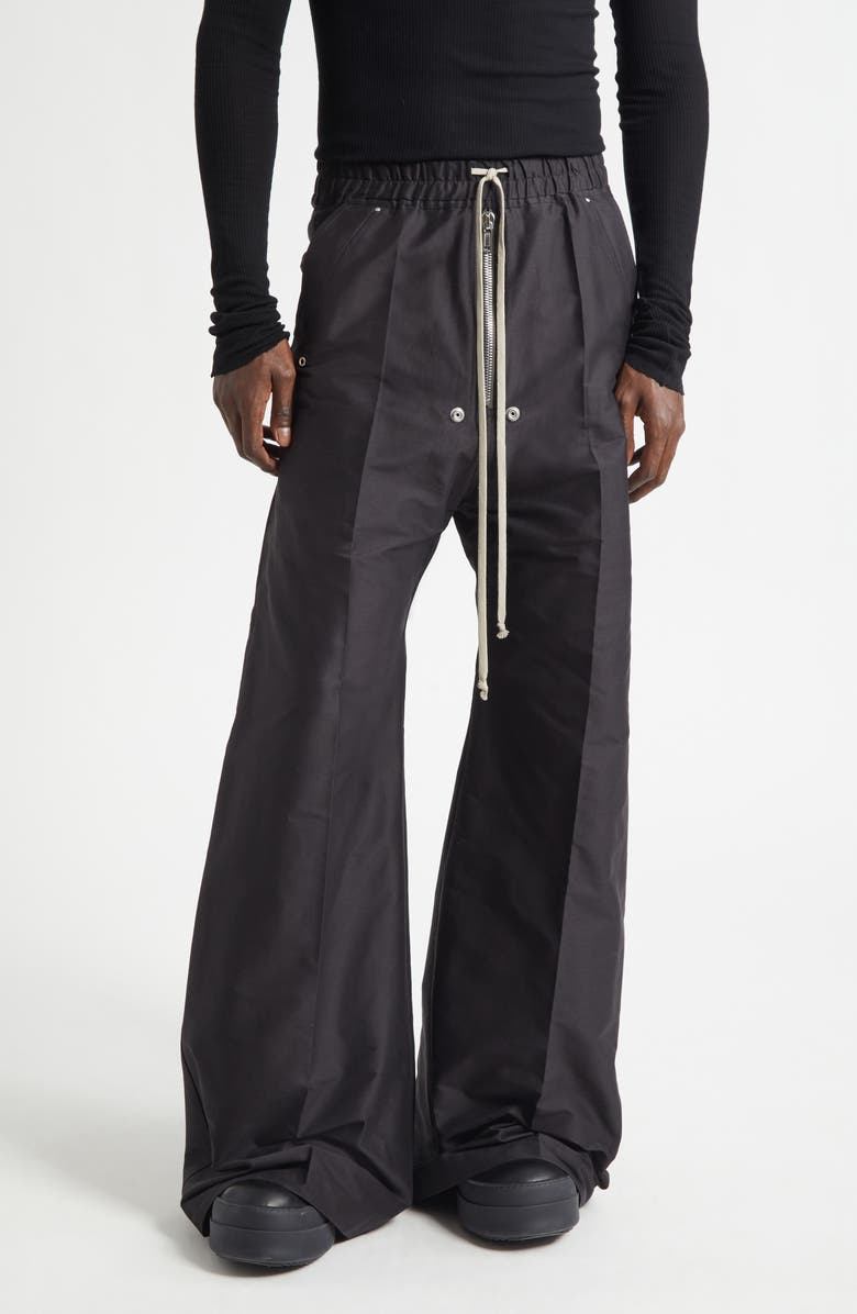 Rick Owens Bela Wide Leg Satin Pants, Main, color, Black