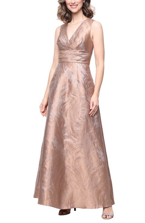 Metallic Sleeveless Jacquard Gown (Petite)