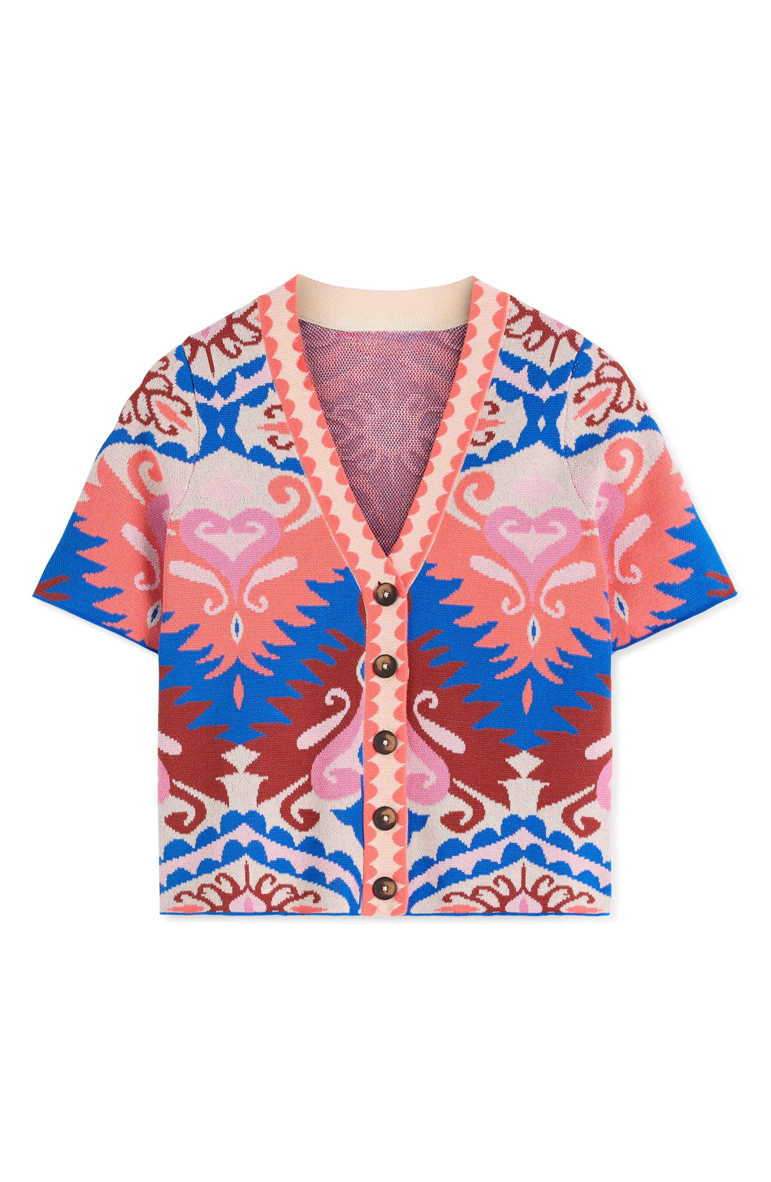 Short Sleeve Jacquard Cardigan (Women) | Nordstrom