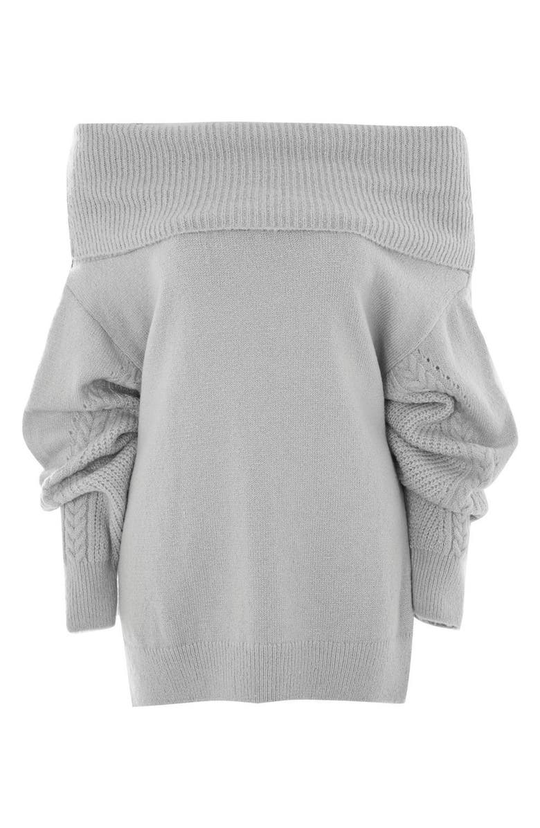 Topshop Cable Sleeve Cowl Neck Sweater, Alternate, color,