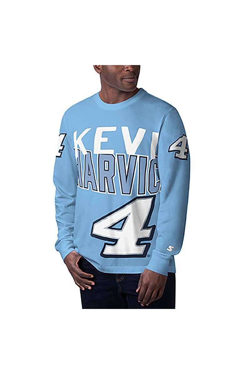 STARTER Men's Starter Light Blue Kevin Harvick Clutch Hit Graphic Long Sleeve T-Shirt, Alternate, color, Light Blue