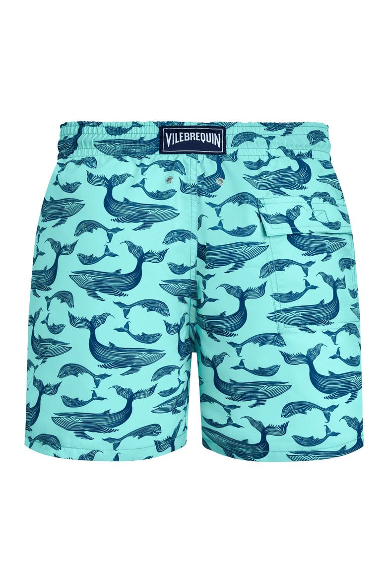 Men Swim Shorts Whales, Alternate, color, blue note