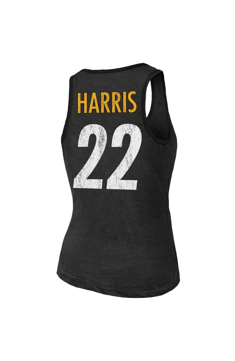 Majestic Threads Women's Majestic Threads Najee Harris Black Pittsburgh Steelers Player Name & Number Tri-Blend Tank Top, Alternate, color,