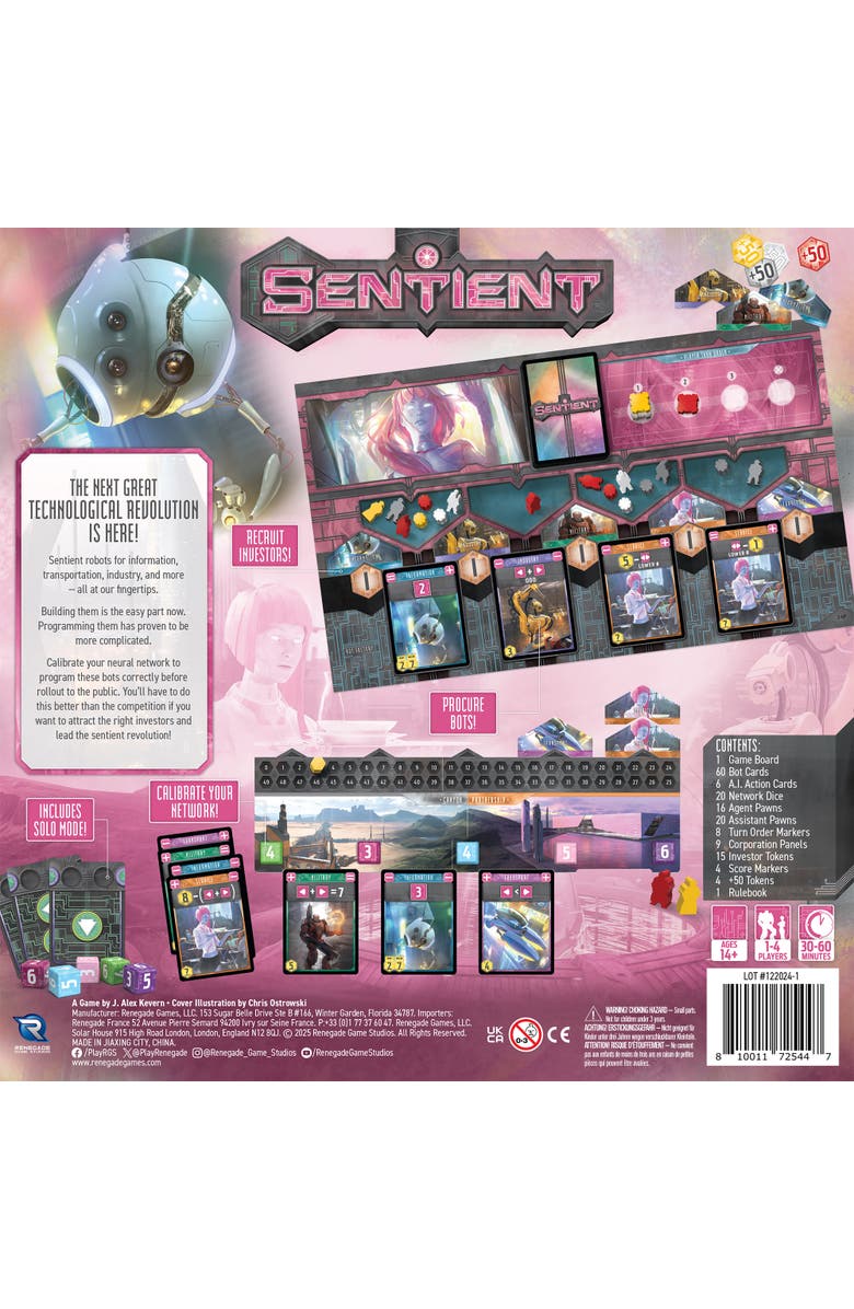 Renegade Game Studios Sentient Tech Revolution Board Game, Solo Mode, Alternate, color, Multicolored