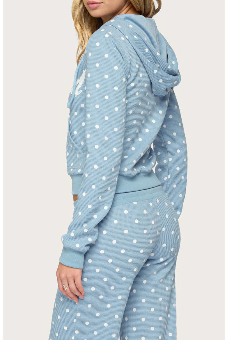 Dilly Polka Dot Waffle Full Zip Hoodie, Alternate, color, BLUE