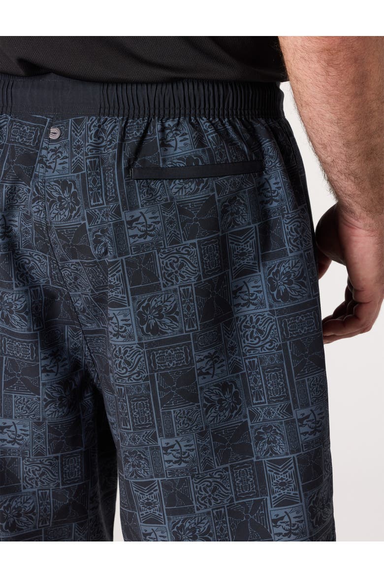 Big & Tall Stamp Printed Board Shorts, Alternate, color, BLACK MULTI