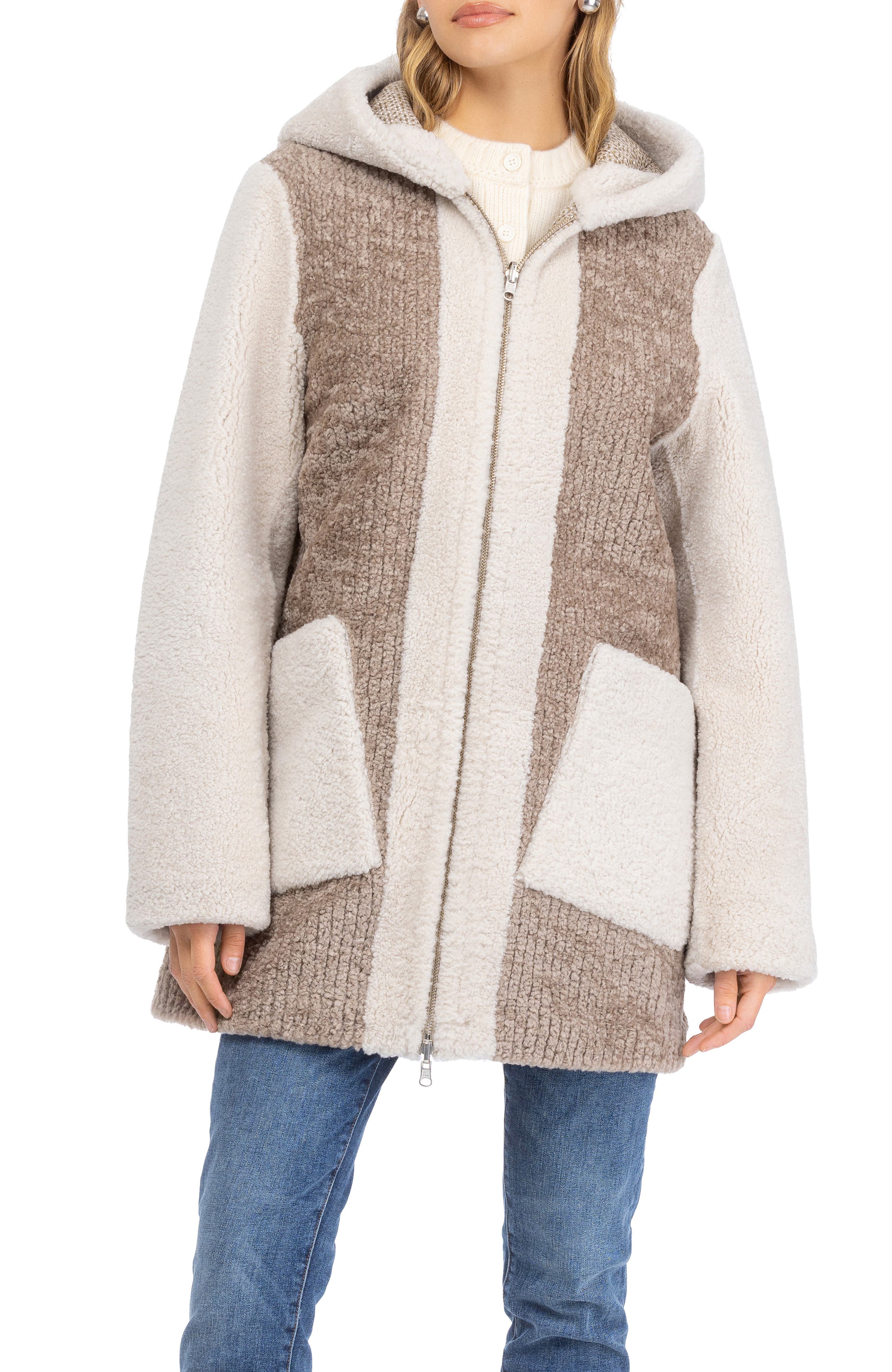 Genuine Shearling Zip Long Parka, Reversible