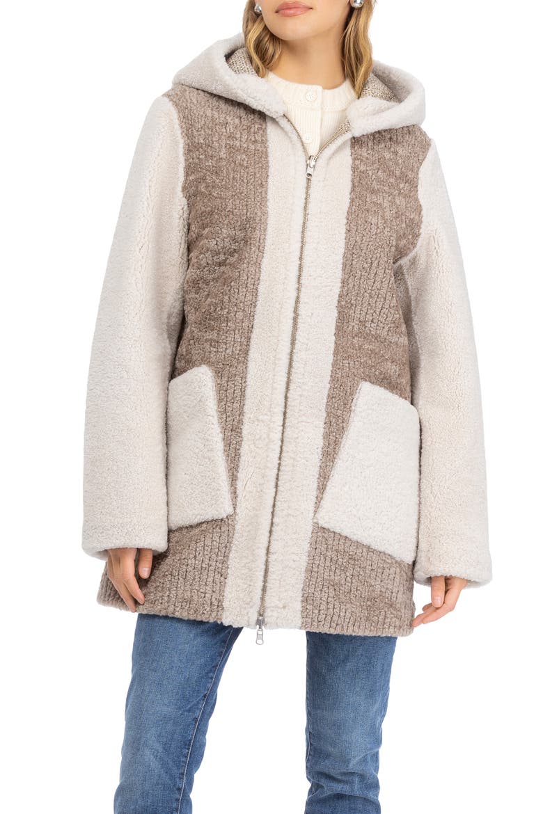 Genuine Shearling Zip Long Parka, Reversible, Main, color, SAND/BEIGE