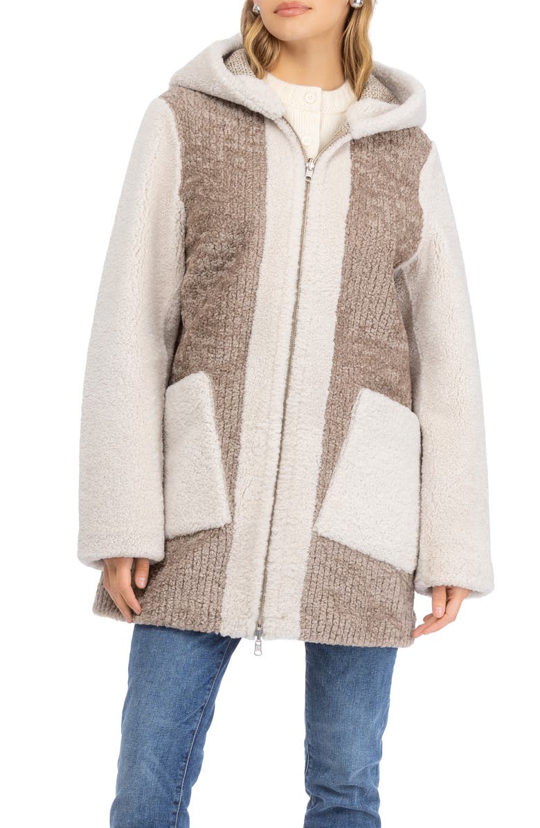 GORSKI Genuine Shearling Zip Long Parka, Reversible, Main, color, Sand/Beige