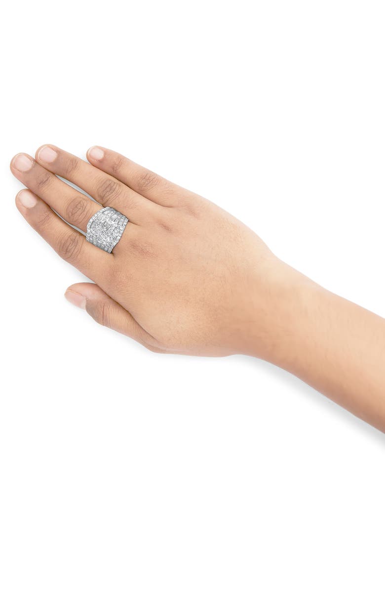 Haus of Brilliance 10K White Gold 2 1/2 Cttw Diamond Multi-Row Bypass Ring, Alternate, color, White