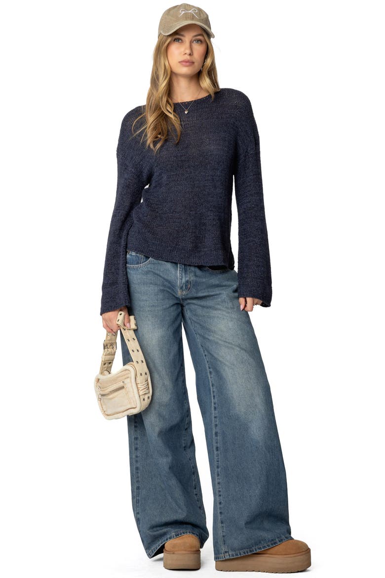 Drop Shoulder Sweater, Alternate, color, NAVY