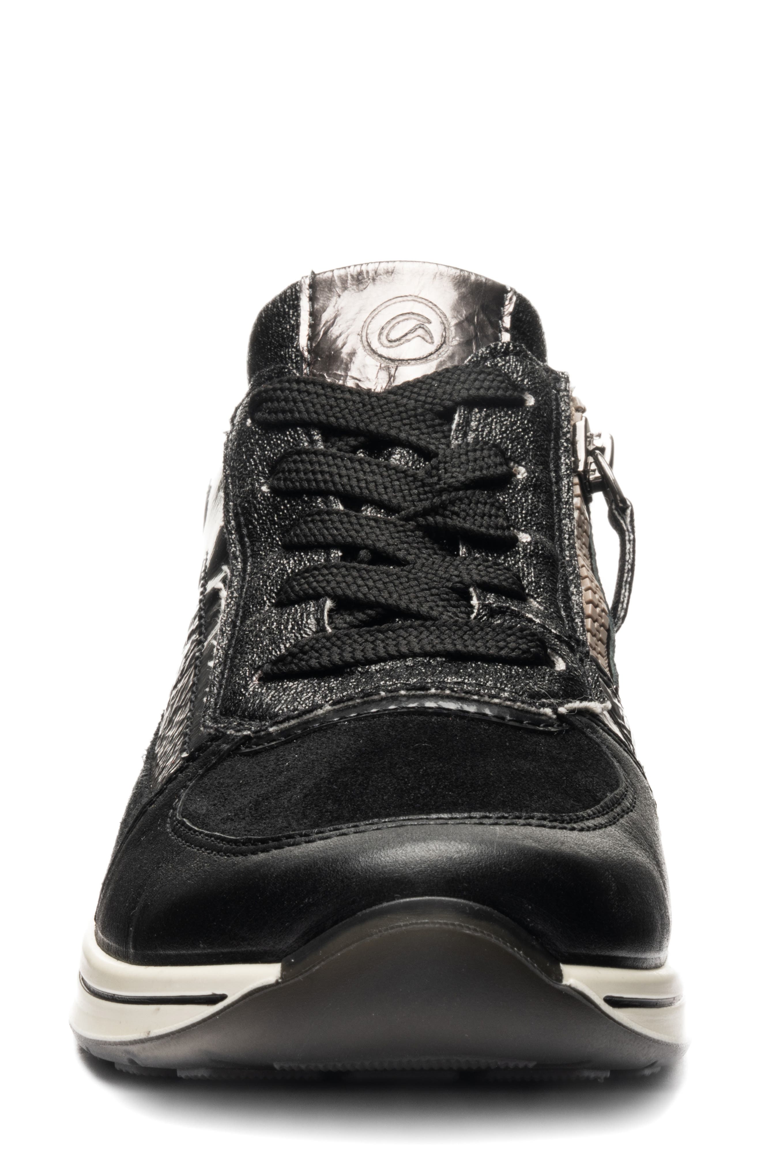 Obsidian Leather Sneaker, Alternate, color, BLACK/STEEL