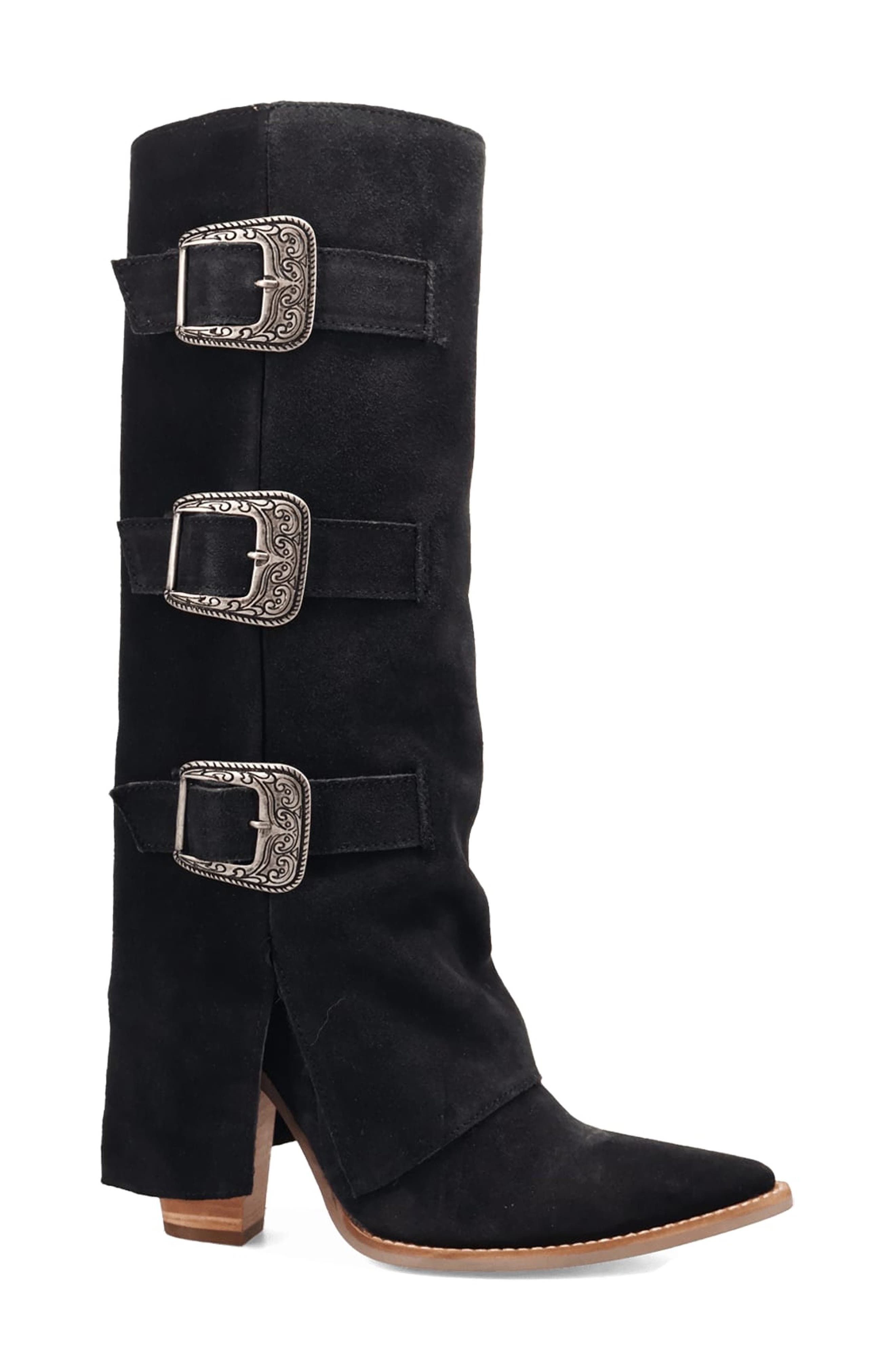 Dingo Buckle Bunny Knee High Western Boot, Alternate, color, Black
