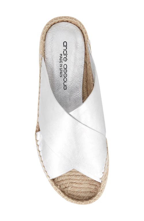 Andre Assous Estelle Espadrille Platform Slide Sandal In Silver
