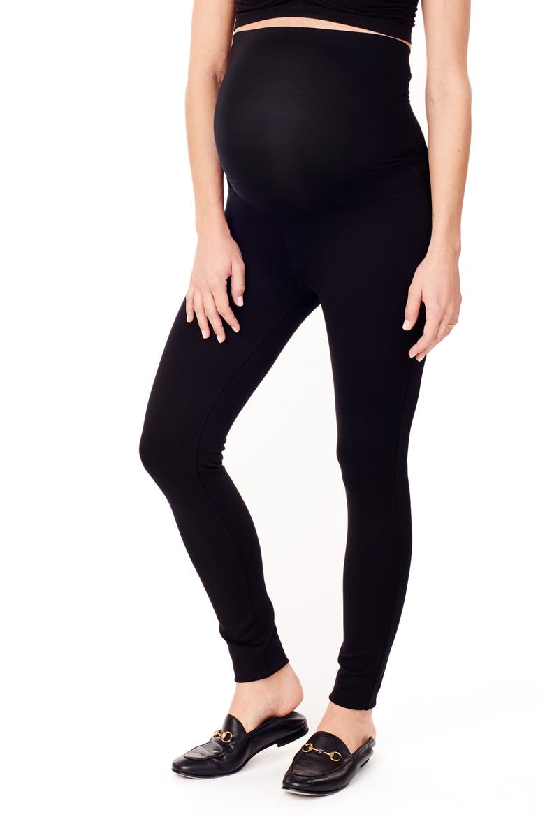 Ingrid & Isabel® Ponte Knit Skinny Maternity Ankle Leggings, Alternate, color, JET BLACK