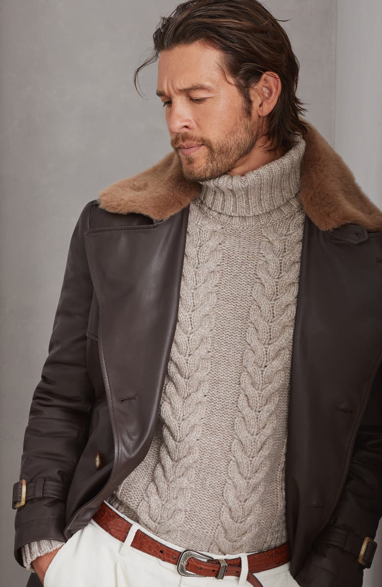 Brunello Cucinelli Padded calfskin trenchcoat, Alternate, color, 