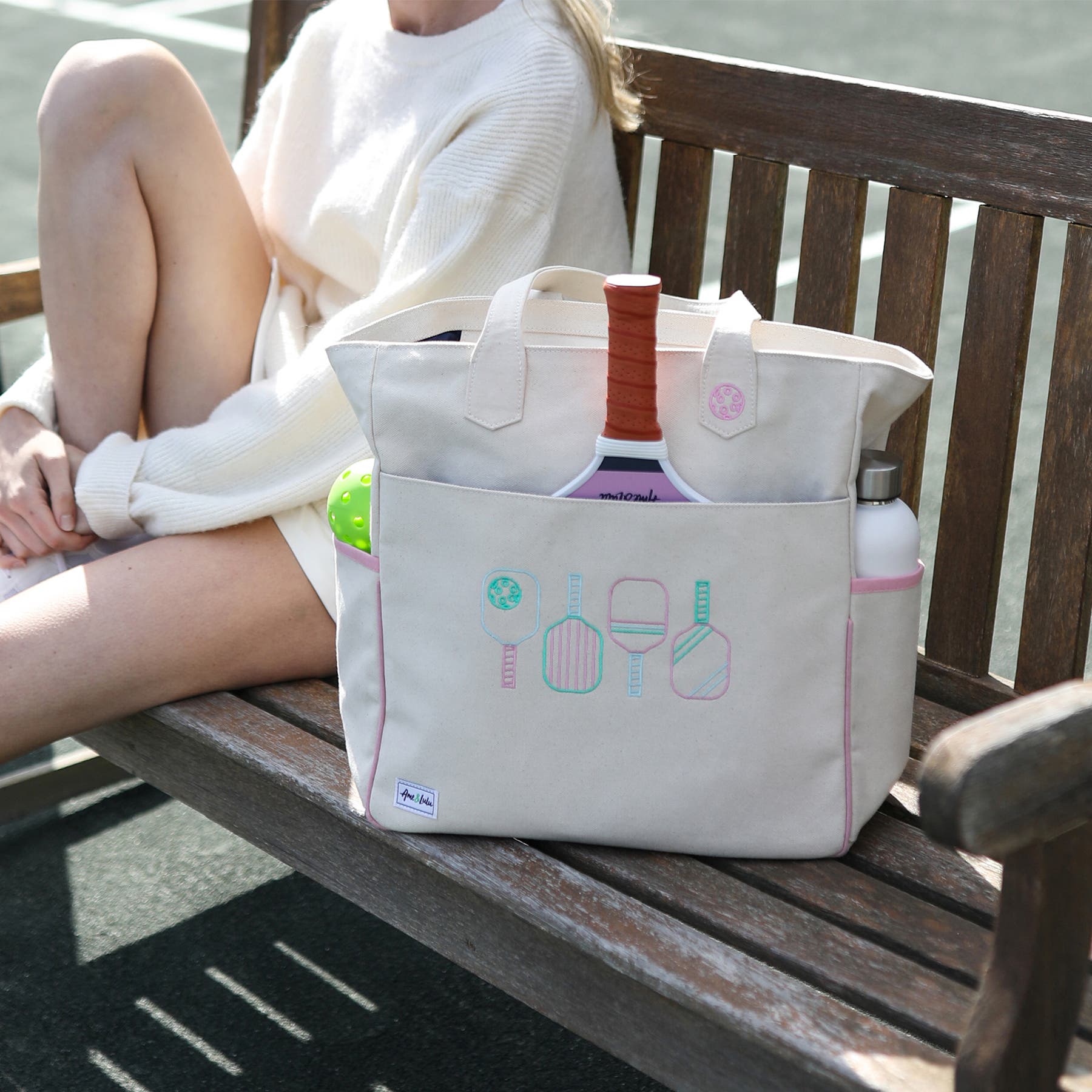 Ame & Lulu Cross Court Pickleball Tote, Alternate, color, Pastel Paddles