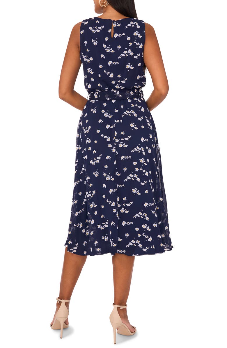 Chaus Daisy Print Sleeveless Midi Dress, Alternate, color, 