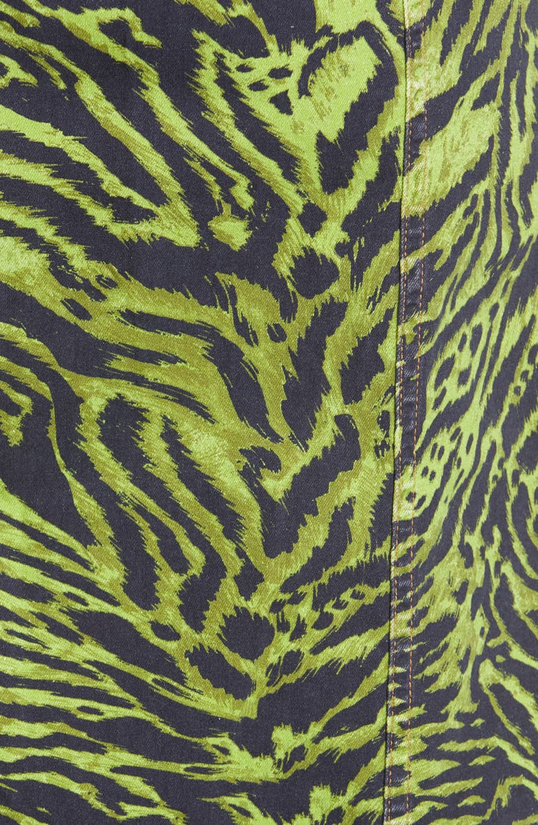 Ganni Tiger Print Denim Midi Skirt, Alternate, color,