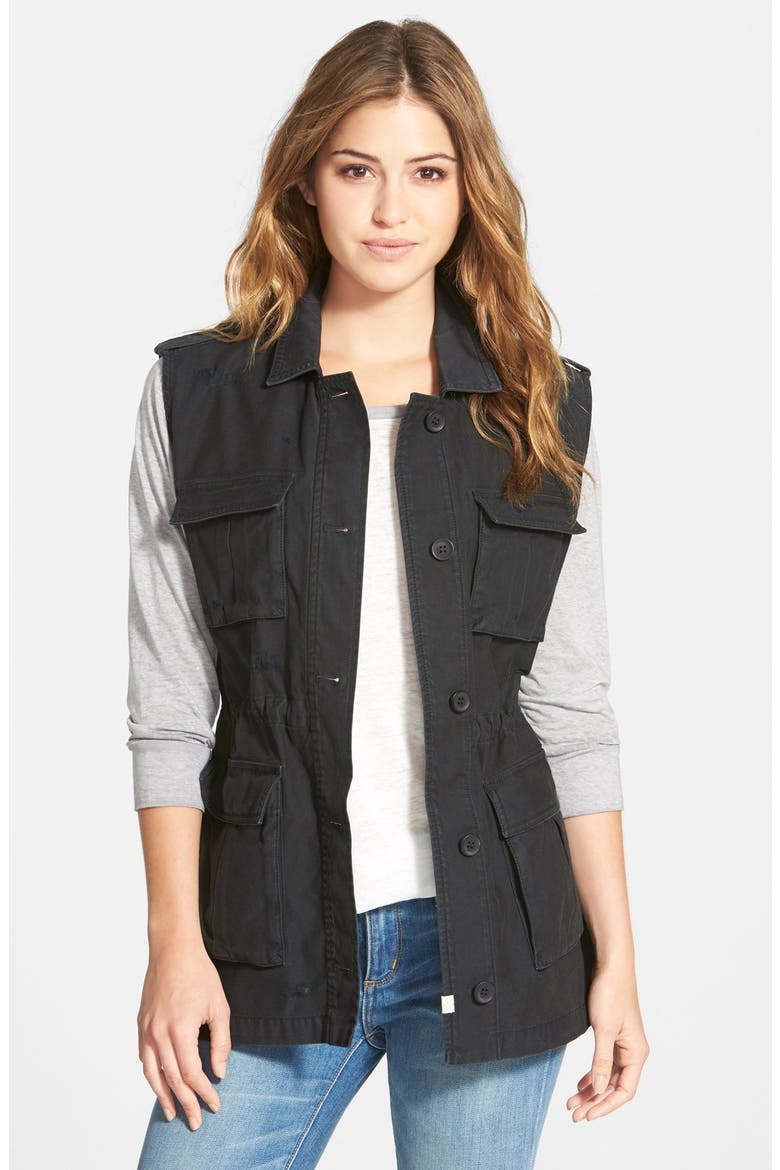 Treasure&Bond Longline Military Vest, Main, color, WASHED BLACK