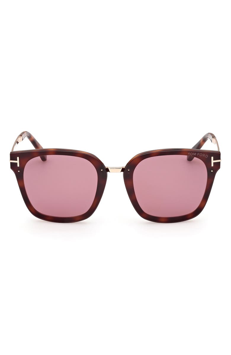 TOM FORD Philippa 68mm Gradient Square Sunglasses, Main, color, Dark Havana / Violet