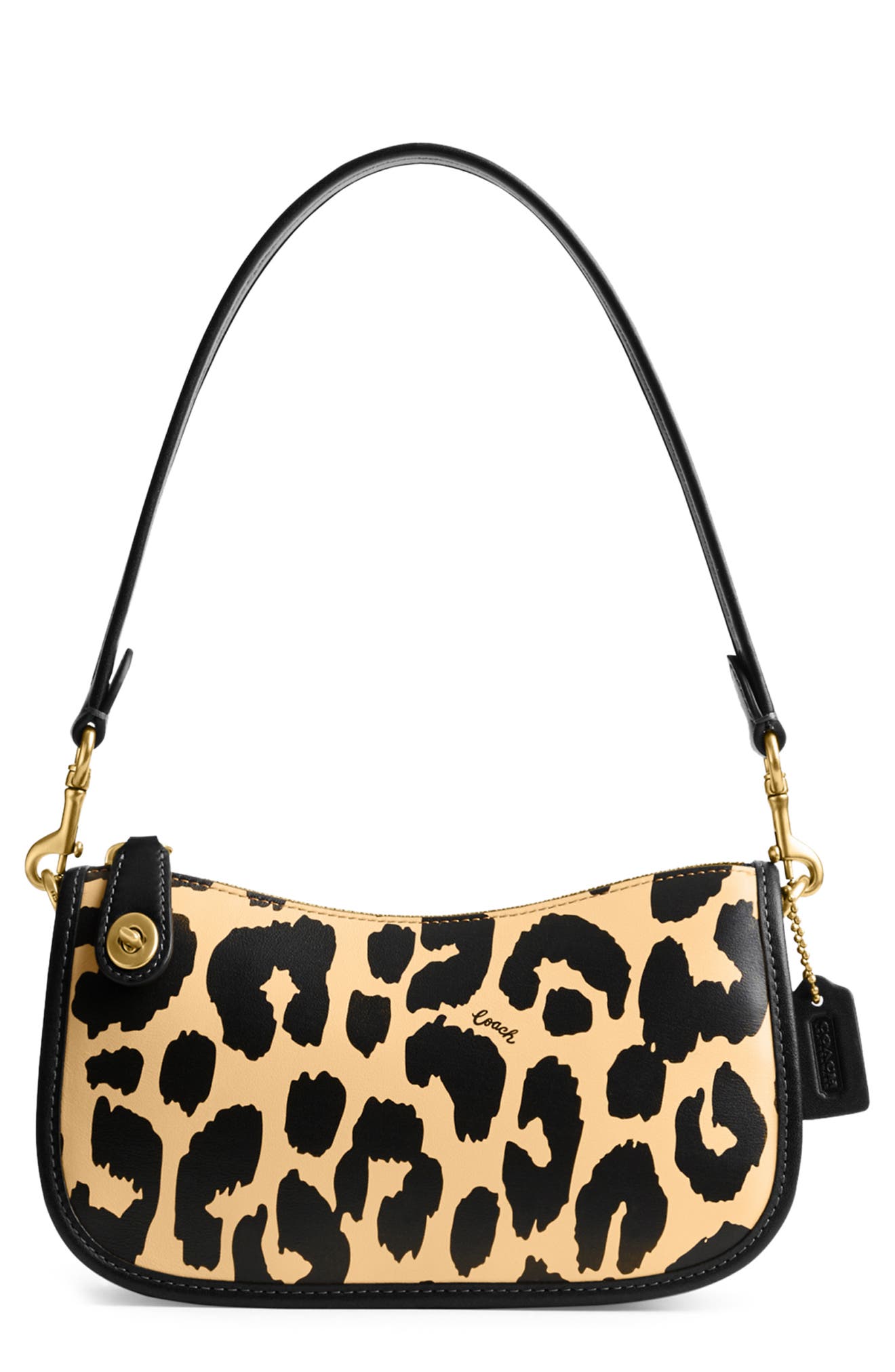 COACH Swinger Leopard Print Leather Shoulder Bag, Main, color, 