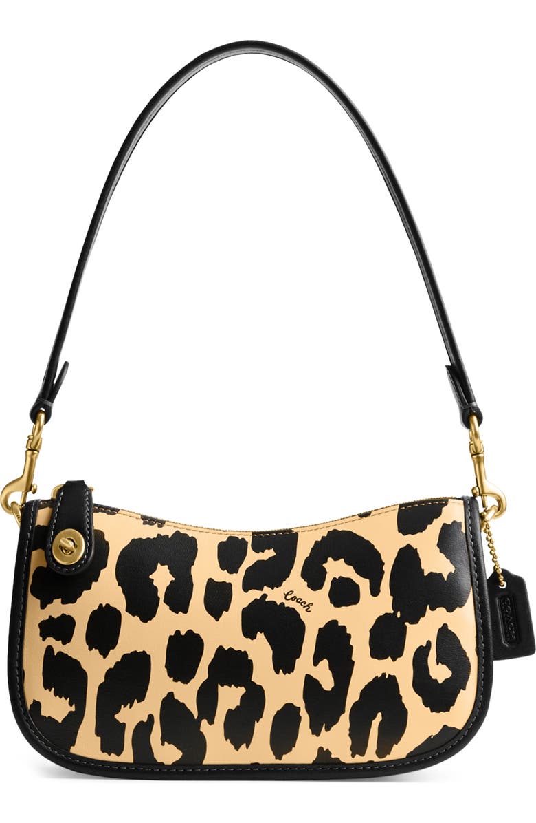 COACH Swinger Leopard Print Leather Shoulder Bag, Main, color,