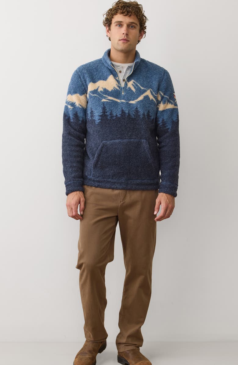 Marine Layer Sierra Fleece Quarter Zip Pullover, Alternate, color, Blue Mountain Scene