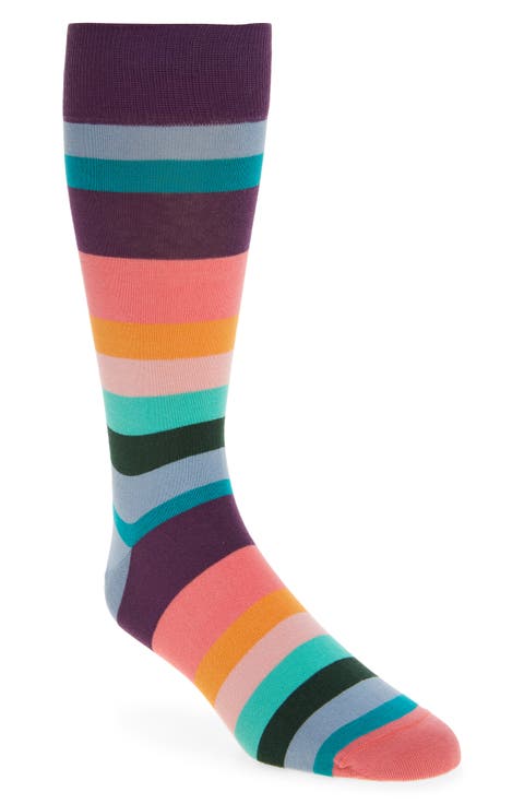 Artist Stripe Organic Cotton Blend Dress Socks