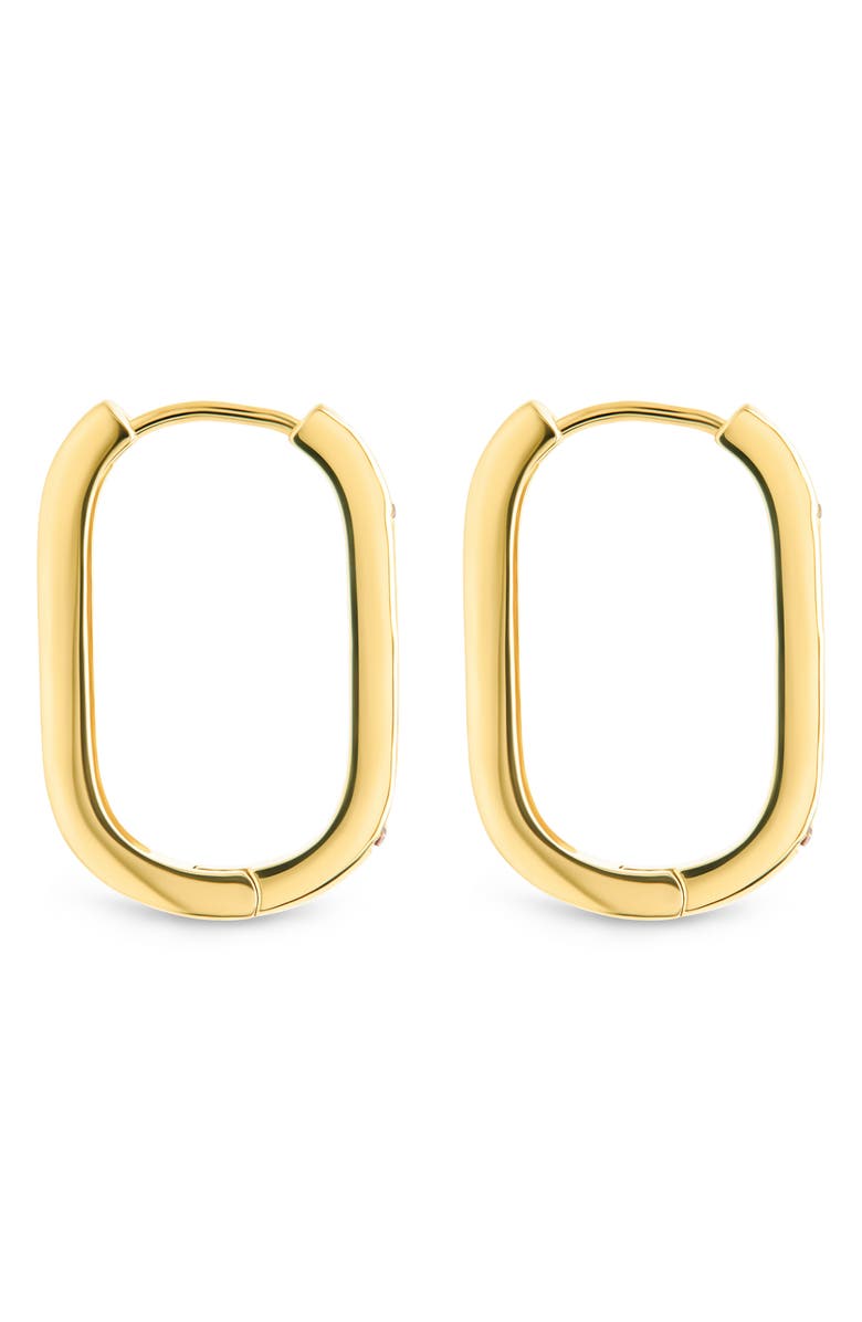 Sterling Forever Roxanne Cubic Zirconia Hoop Earrings, Alternate, color, Gold