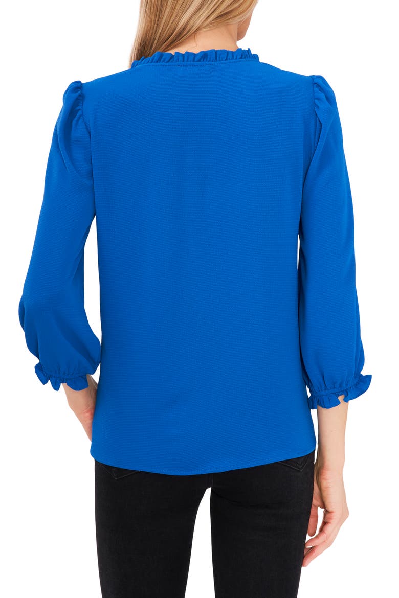 Ruffle V-Neck Blouse, Alternate, color, DP ROYAL BLUE