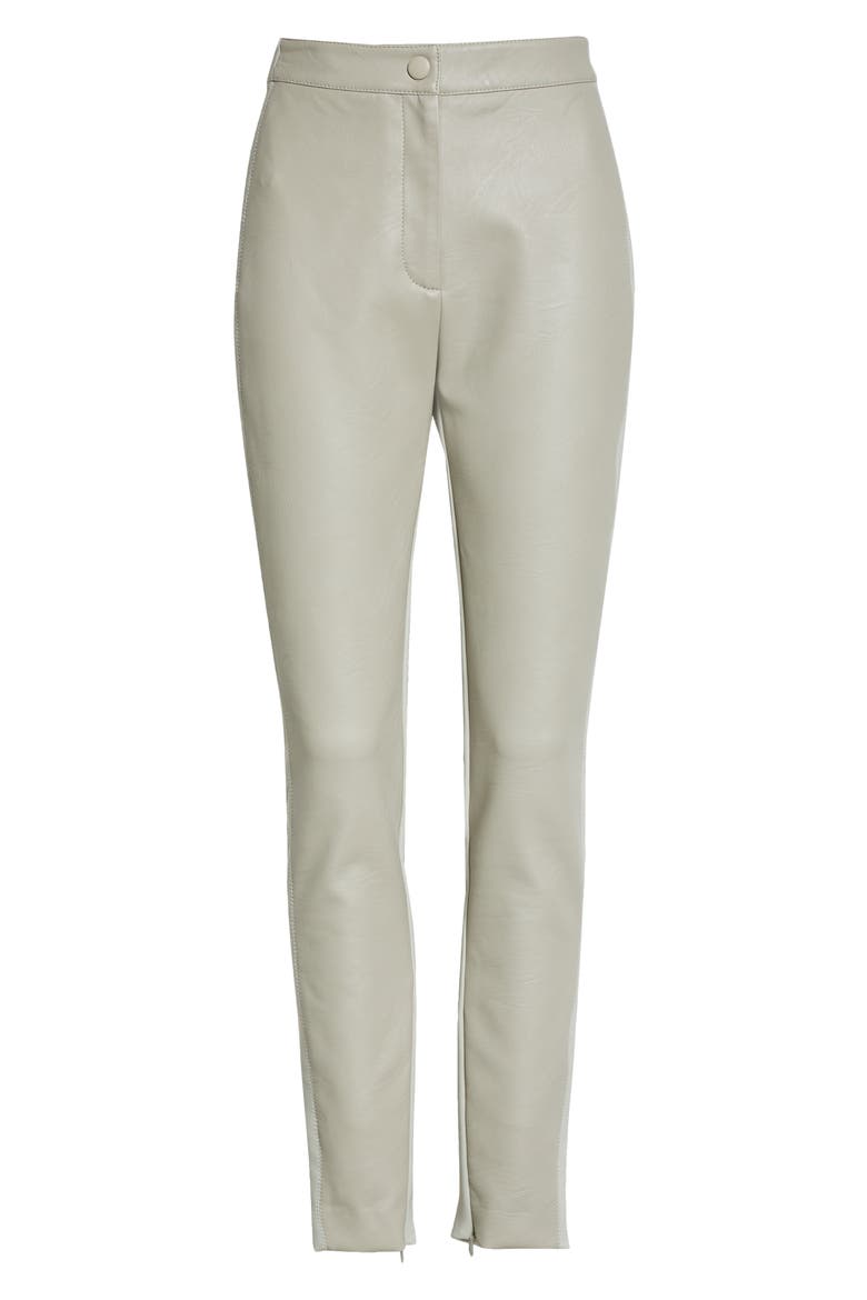 Kelly Faux Leather & Knit Skinny Pants, Alternate, color, CLAY