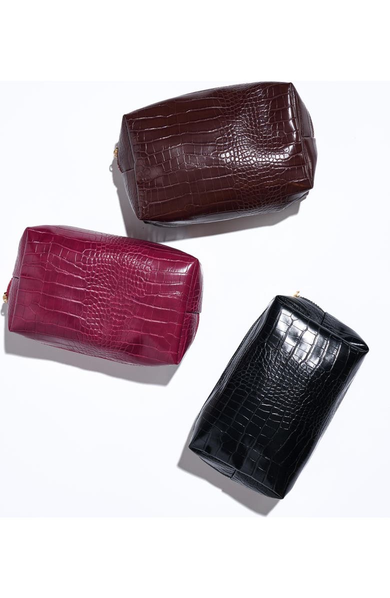 URBAN EXPRESSIONS HANDBAGS Croc Chic Cosmetic & Travel Organizer Pouch, Alternate, color, Black