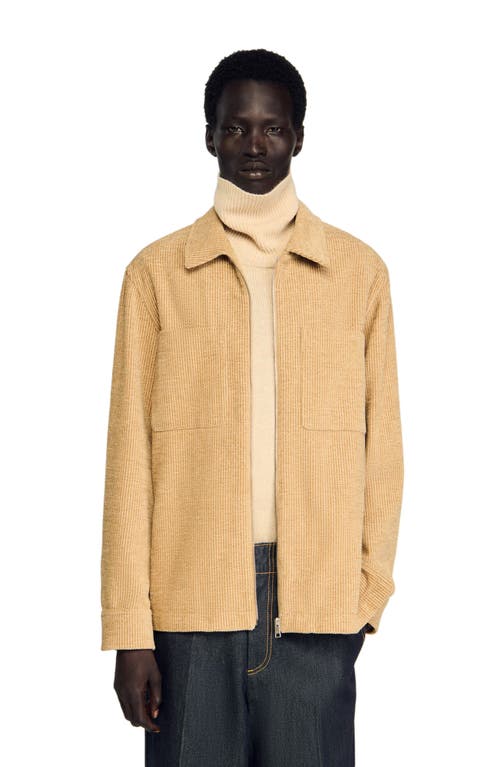 Sandro Corduroy Overshirt In Gold