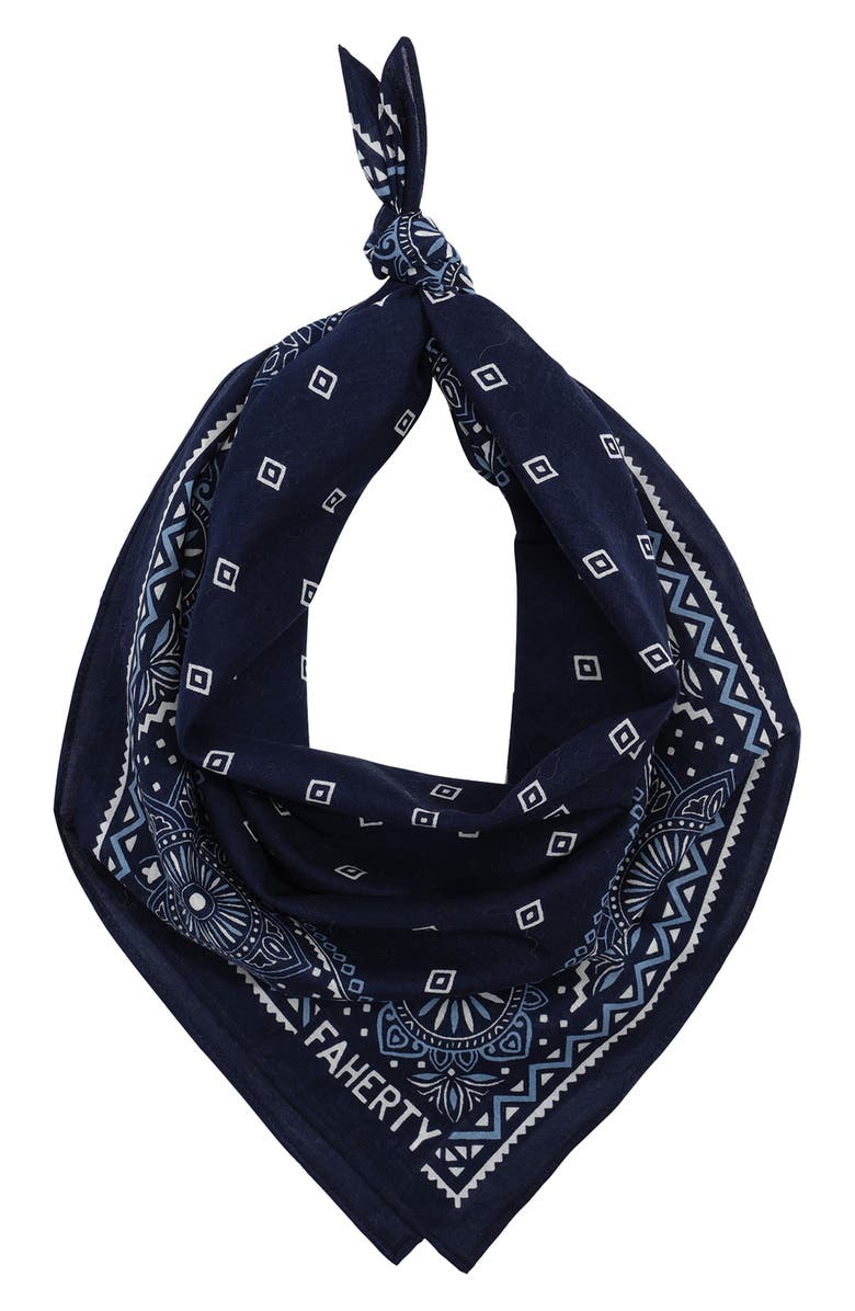Faherty Star Geo Print Cotton Bandana, Main, color, 