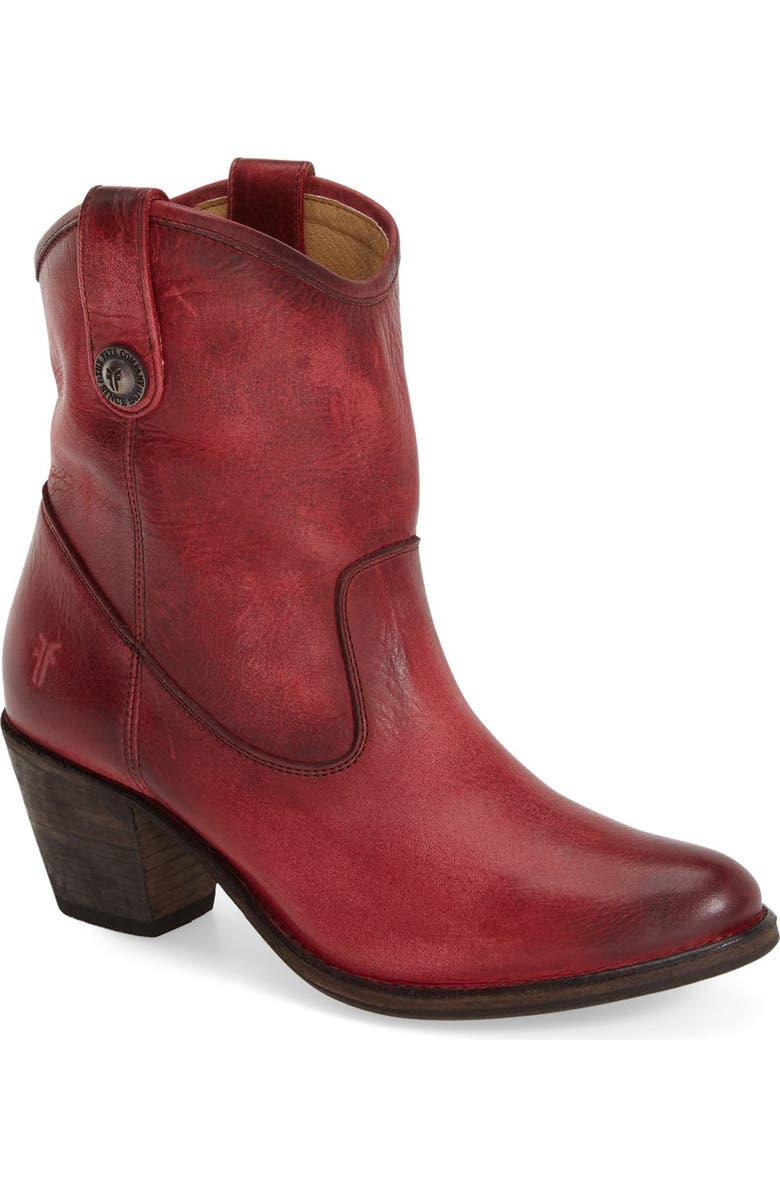 Frye 'Jackie Button' Short Bootie, Main, color, Burgundy Leather
