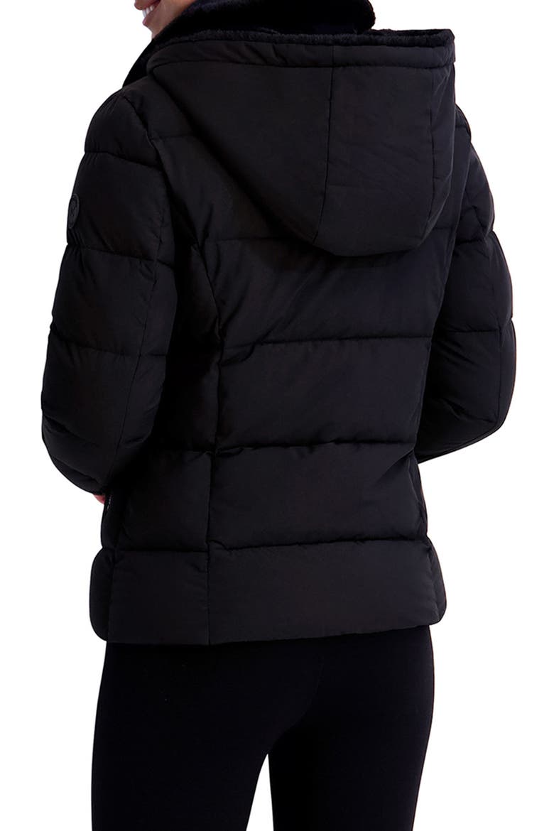 Water Resistant Hooded Faux Fur Lined Puffer Jacket, Alternate, color, BLACK