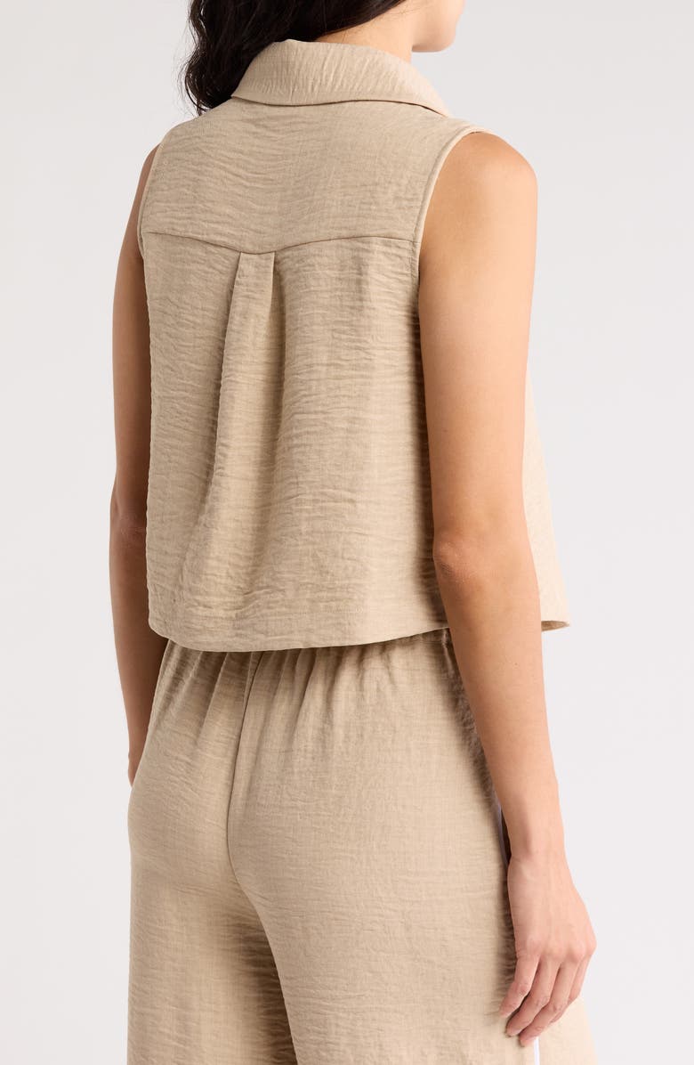 Love By Design Fiji Sleeveless Button-Up Shirt, Alternate, color, Natural/ White