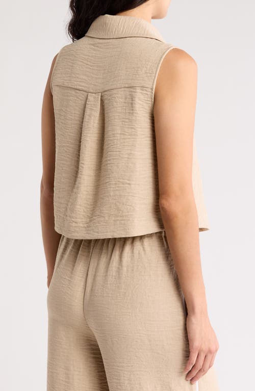 Love By Design Fiji Sleeveless Button-up Shirt In Natural/white