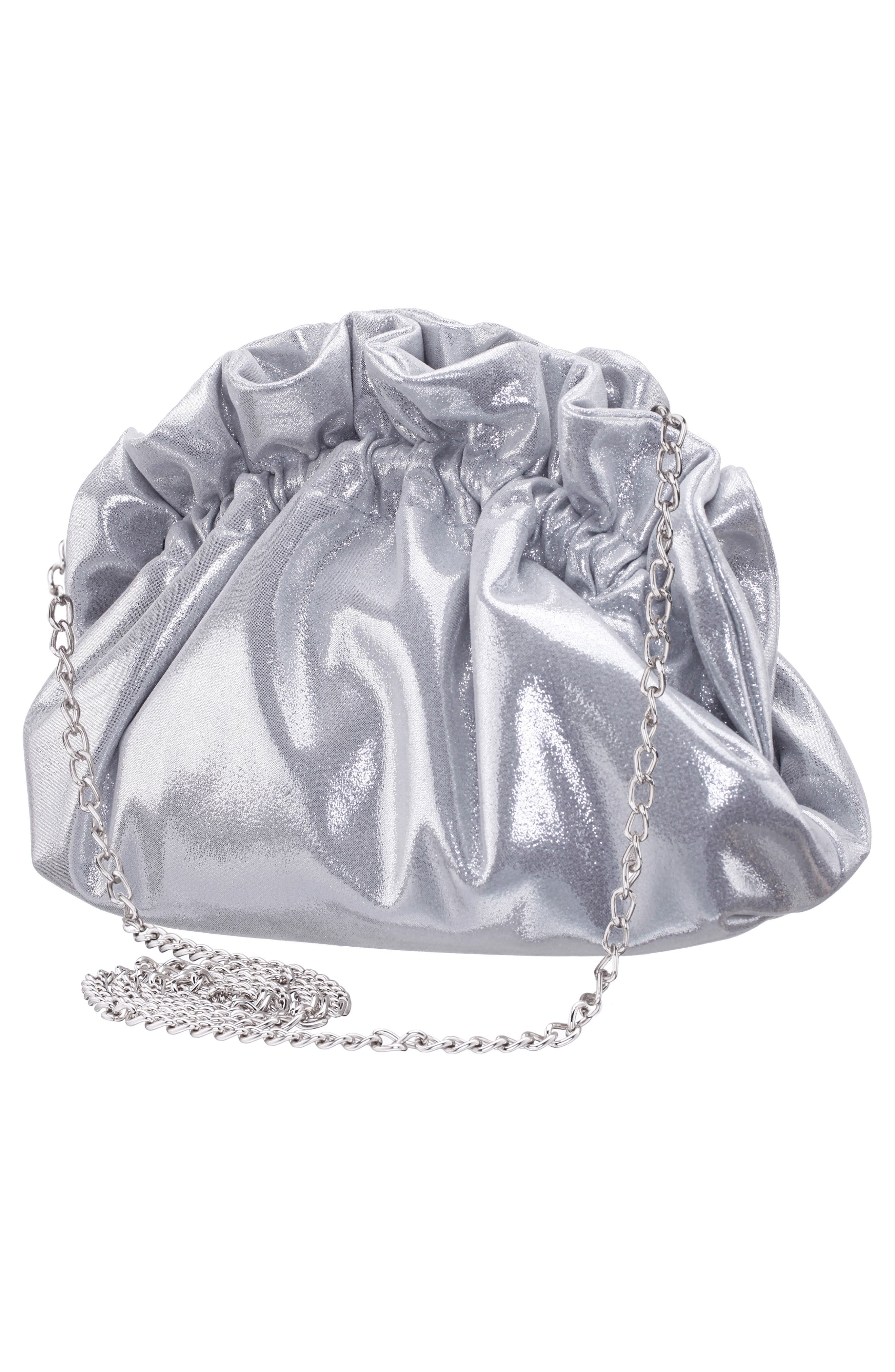 Nina Cristy Metallic Clutch, Alternate, color, True Silver